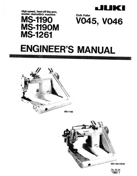 JUKI MS-1190 MS-1190M MS-1261 ENGINEERS MANUAL BOOK IN ENGLISH SEWING MACHINE