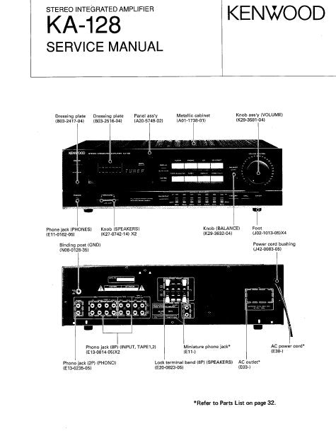 KENWOOD KA-128  SERVICE MANUAL BOOK IN ENGLISH STEREO INTEGRATED AMPLIFIER