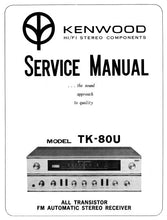 Load image into Gallery viewer, KENWOOD TK-80U SERVICE MANUAL BOOK IN ENGLISH ALL TRANSISTOR FM AUTOMATIC STEREO RECEIVER
