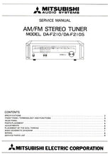 Load image into Gallery viewer, MITSUBISHI DA-F210 DA-F210S SERVICE MANUAL IN ENGLISH AM FM STEREO TUNER
