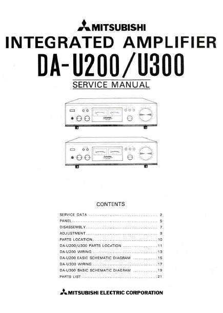 MITSUBISHI DA-U200 DA-U300 SERVICE MANUAL IN ENGLISH INTEGRATED AMPLIFIER