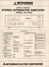 Load image into Gallery viewer, MITSUBISHI DA-U530 SERVICE MANUAL IN ENGLISH STEREO INTEGRATED AMPLIFIER
