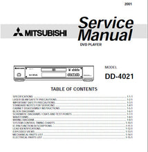 Load image into Gallery viewer, MITSUBISHI DD-4021 SERVICE MANUAL BOOK IN ENGLISH DVD PLAYER
