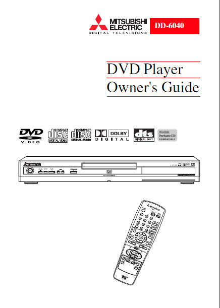 MITSUBISHI DD-6040 OWNERS GUIDE BOOK IN ENGLISH DVD PLAYER