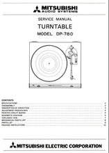 Load image into Gallery viewer, MITSUBISHI DP-780 SERVICE MANUAL BOOK IN ENGLISH TURNTABLE
