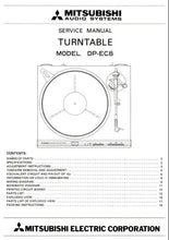 Load image into Gallery viewer, MITSUBISHI DP-EC8 SERVICE MANUAL BOOK IN ENGLISH TURNTABLE
