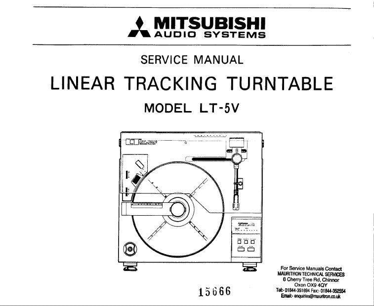 MITSUBISHI LT-5V SERVICE MANUAL BOOK IN ENGLISH LINEAR TRACKING TURNTABLE