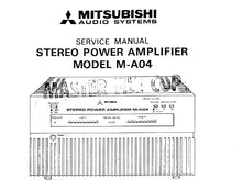 Load image into Gallery viewer, MITSUBISHI M-A04 SERVICE MANUAL BOOK IN ENGLISH STEREO POWER AMPLIFIER

