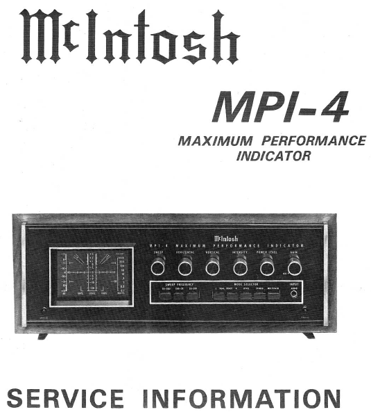 McINTOSH MPI-4 SERVICE INFORMATION BOOK IN ENGLISH MAXIMUM PERFORMANCE INDICATOR