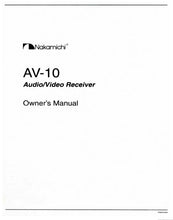 Load image into Gallery viewer, NAKAMICHI AV-10 OWNER&#39;S MANUAL BOOK IN ENGLISH AV RECEIVER
