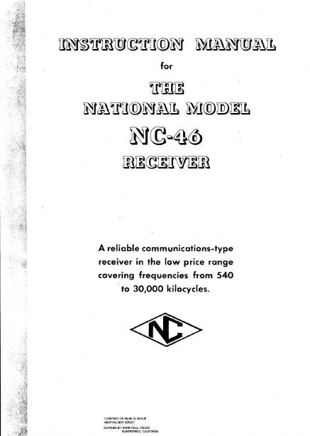 NATIONAL NC-46 INSTRUCTION MANUAL BOOK IN ENGLISH RECEIVER