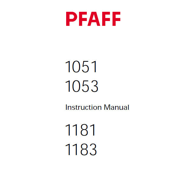 PFAFF 1051 1053 1181 1183 SERVICE MANUAL (10-00) BOOK IN ENGLISH SEWING MACHINE
