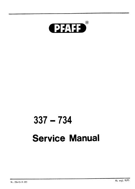PFAFF 337-734 SERVICE MANUAL (10-85) BOOK 24 PAGES IN ENGLISH SEWING MACHINE