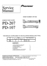 Load image into Gallery viewer, PIONEER PD-107 PD-207 SERVICE MANUAL BOOK IN ENGLISH CD PLAYER
