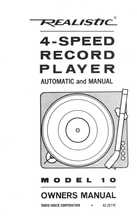Load image into Gallery viewer, RADIOSHACK REALISTIC MODEL 10 OWNERS MANUAL BOOK IN ENGLISH 4 SPEED RECORD PLAYER
