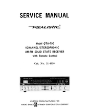 Load image into Gallery viewer, RADIOSHACK REALISTIC QTA-790 SERVICE MANUAL BOOK IN ENGLISH 4 CHANNEL STEREOPHONIC AM FM SOLID STATE RECEIVER
