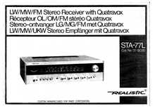 Load image into Gallery viewer, RADIOSHACK REALISTIC STA-77L OWNER&#39;S MANUAL BOOK IN ENGLISH LW MW FM STEREO RECEIVER WITH QUATRAVOX
