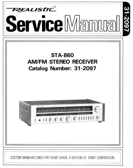 RADIOSHACK REALISTIC STA-860 SERVICE MANUAL BOOK IN ENGLISH AM FM STEREO RECEIVER