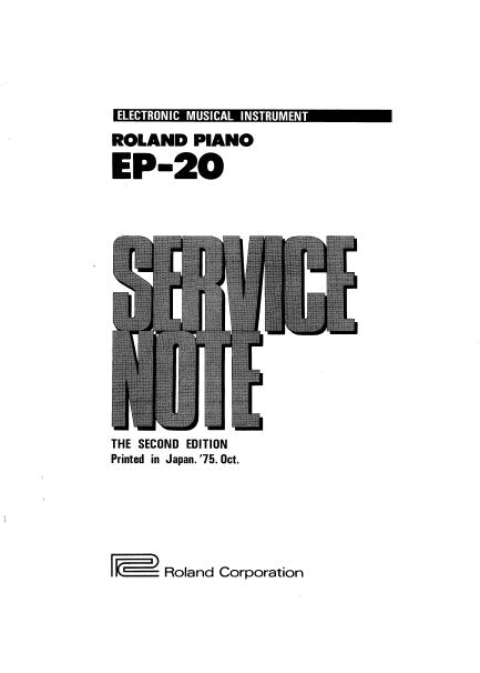 ROLAND EP-20 SERVICE NOTE BOOK IN ENGLISH PIANO