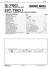 Load image into Gallery viewer, ROLAND S-760 OP-760-1 SERVICE NOTES BOOK IN ENGLISH DIGITAL SAMPLER POWER SAMPLING EXPANSION
