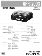 Load image into Gallery viewer, SONY APR-2003 SERVICE MANUAL BOOK IN ENGLISH AUDIO TAPE RECORDER
