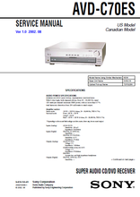 Load image into Gallery viewer, SONY AVD-C70ES SERVICE MANUAL BOOK IN ENGLISH SUPER AUDIO CD DVD RECEIVER
