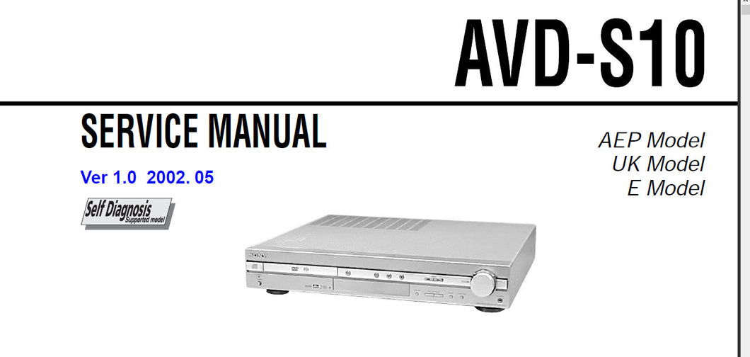 SONY AVD-S10 SERVICE MANUAL BOOK IN ENGLISH SUPER AUDIO CD DVD RECEIVER