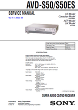 Load image into Gallery viewer, SONY AVD-S50 AVD-S50ES SERVICE MANUAL BOOK IN ENGLISH SUPER AUDIO CD DVD RECEIVER
