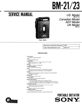 Load image into Gallery viewer, SONY BM-21 BM-23 SERVICE MANUAL BOOK IN ENGLISH PORTABLE DICTATOR
