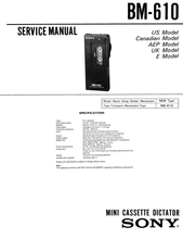 Load image into Gallery viewer, SONY BM-610 SERVICE MANUAL BOOK IN ENGLISH MINI CASSETTE DICTATOR
