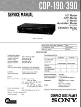 Load image into Gallery viewer, SONY CDP-190 CDP-390 SERVICE MANUAL BOOK IN ENGLISH CD PLAYER
