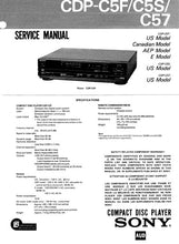 Load image into Gallery viewer, SONY CDP-C5F CDP-C5S CDP-C57 SERVICE MANUAL BOOK IN ENGLISH CD PLAYER
