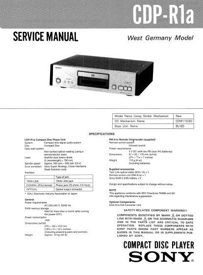 SONY CDP-R1a SERVICE MANUAL BOOK IN ENGLISH CD PLAYER