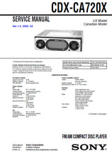 Load image into Gallery viewer, SONY CDX-CA720X SERVICE MANUAL BOOK IN ENGLISH FM AM CD PLAYER
