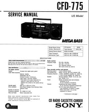 Load image into Gallery viewer, SONY CFD-775 SERVICE MANUAL BOOK IN ENGLISH CD RADIO CASSETTE CORDER
