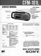 Load image into Gallery viewer, SONY CFM-101L SERVICE MANUAL BOOK IN ENGLISH RADIO CASSETTE CORDER
