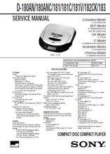 Load image into Gallery viewer, SONY D-180AN D-180ANC D-181 D-181C D-181V D-182CK D-183 SERVICE MANUAL BOOK IN ENGLISH CD COMPACT PLAYER
