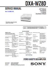 Load image into Gallery viewer, SONY DXA-WZ8D SERVICE MANUAL BOOK IN ENGLISH STEREO CASSETTE DECK AMPLIFIER

