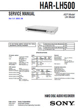 Load image into Gallery viewer, SONY HAR-LH500 SERVICE MANUAL BOOK IN ENGLISH HARD DISC AUDIO RECORDER
