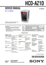Load image into Gallery viewer, SONY HCD-AZ1D SERVICE MANUAL BOOK IN ENGLISH DVD DECK RECEIVER
