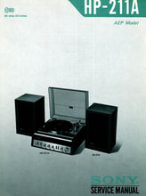 Load image into Gallery viewer, SONY HP-211A SERVICE MANUAL BOOK IN ENGLISH STEREO SYSTEM
