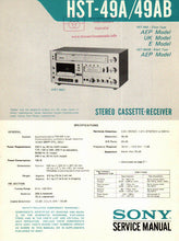 Load image into Gallery viewer, SONY HST-49A HST-49AB SERVICE MANUAL BOOK IN ENGLISH STEREO CASSETTE RECEIVER
