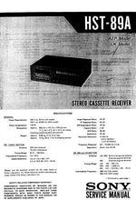 Load image into Gallery viewer, SONY HST-89A SERVICE MANUAL BOOK IN ENGLISH STEREO CASSETTE RECEIVER
