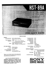 Load image into Gallery viewer, SONY HST-89A SERVICE MANUAL BOOK IN ENGLISH STEREO CASSETTE RECEIVER
