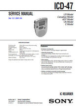 Load image into Gallery viewer, SONY ICD-47 SERVICE MANUAL BOOK IN ENGLISH IC RECORDER
