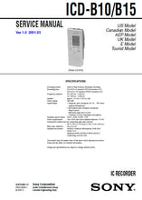 Load image into Gallery viewer, SONY ICD-B10 ICD-B15 SERVICE MANUAL BOOK IN ENGLISH IC RECORDER
