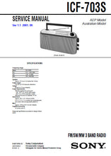 Load image into Gallery viewer, SONY ICF-703S SERVICE MANUAL BOOK IN ENGLISH FM SW MW 3 BAND RADIO
