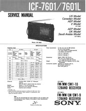 Load image into Gallery viewer, SONY ICF-7601 ICF-7601L SERVICE MANUAL BOOK IN ENGLISH FM MW SW 1-10 12 BAND RECEIVER FM MW LW SW 1-9 12 BAND RECEIVER
