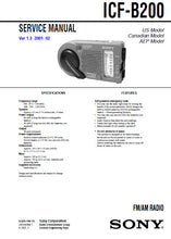 Load image into Gallery viewer, SONY ICF-B200 SERVICE MANUAL BOOK IN ENGLISH FM AM RADIO
