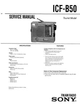 Load image into Gallery viewer, SONY ICF-B50 SERVICE MANUAL BOOK IN ENGLISH FM AM RADIO
